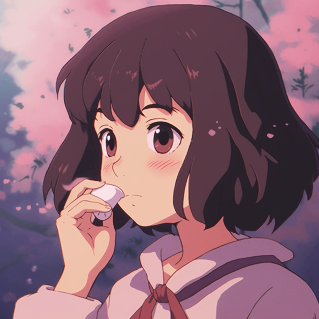 Serene stare of Chihiro, soft shading and intricate facial expressions. best anime pfp gifs gallery