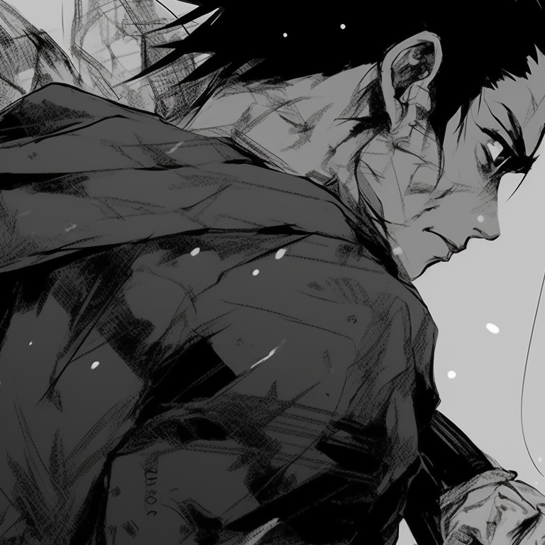 A loving gaze shared between two characters, detailed backgrounds, offering a sense of depth. black and white matching pfp for couple pfp for discord.