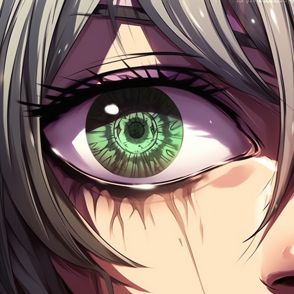 Expressive character close-up that focuses on the various emotions reflected in the drawn eyes, intricate detail with a mixture of warm tones. anime eyes pfp female illustrations