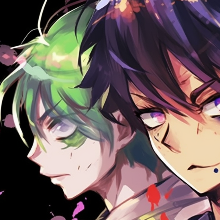 Three characters in casual clothing, prismatic colors and dynamic environment. vibrant matching trio pfp artwork pfp for discord.