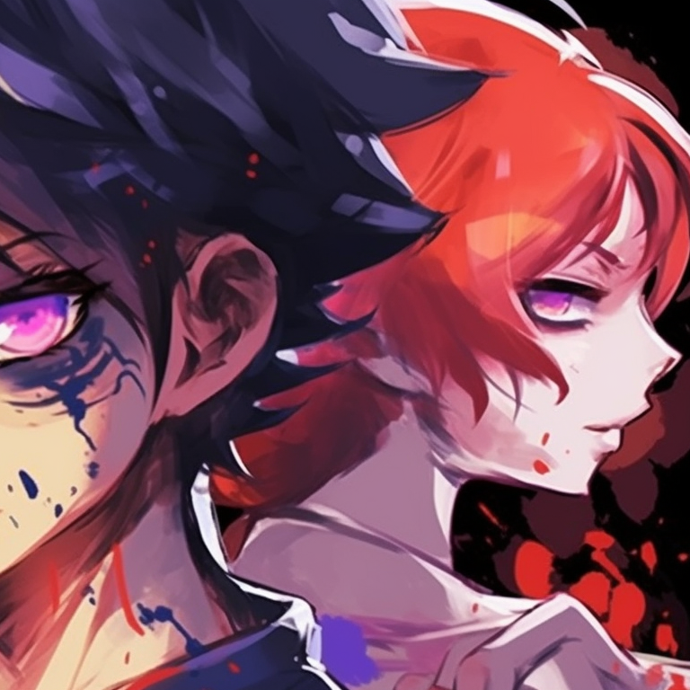 Three characters in casual clothing, prismatic colors and dynamic environment. vibrant matching trio pfp artwork pfp for discord.