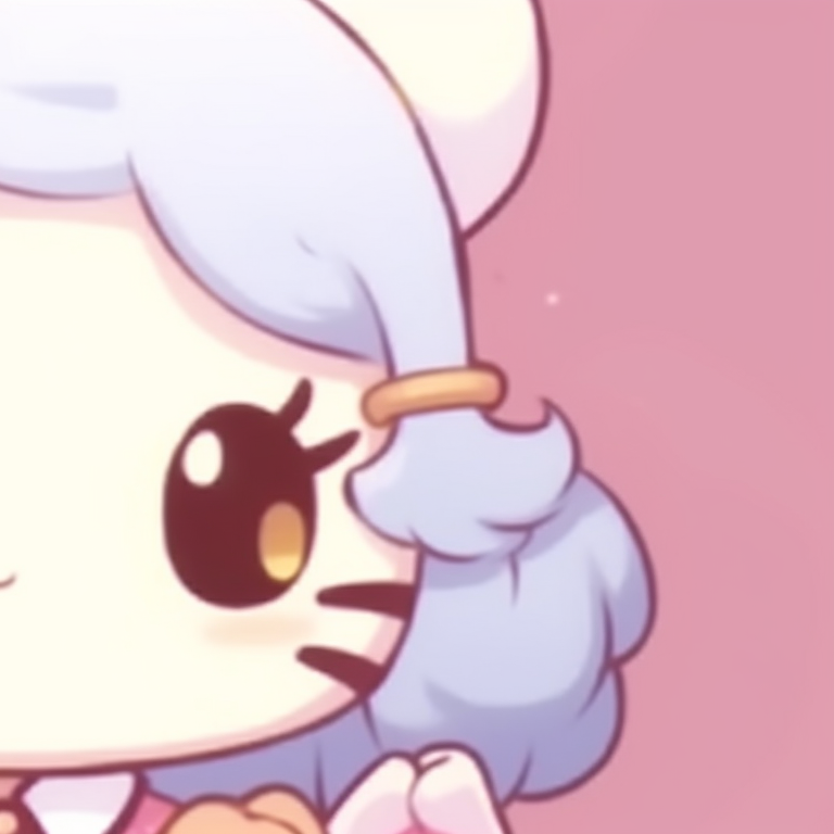 Two Hello Kitty characters, donned in chefs' attire, baking together. matching hello kitty pfp for besties pfp for discord.