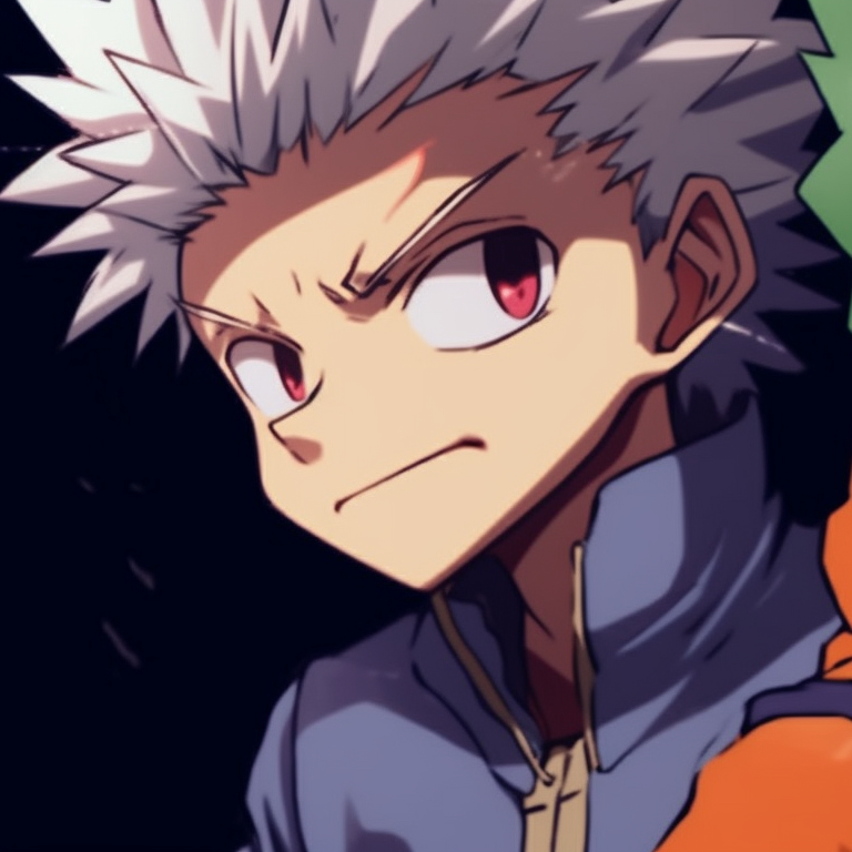Two characters in combat stances, dynamic lines and intense expressions. gon and killua, hunter x hunter matching pfp pfp for discord.