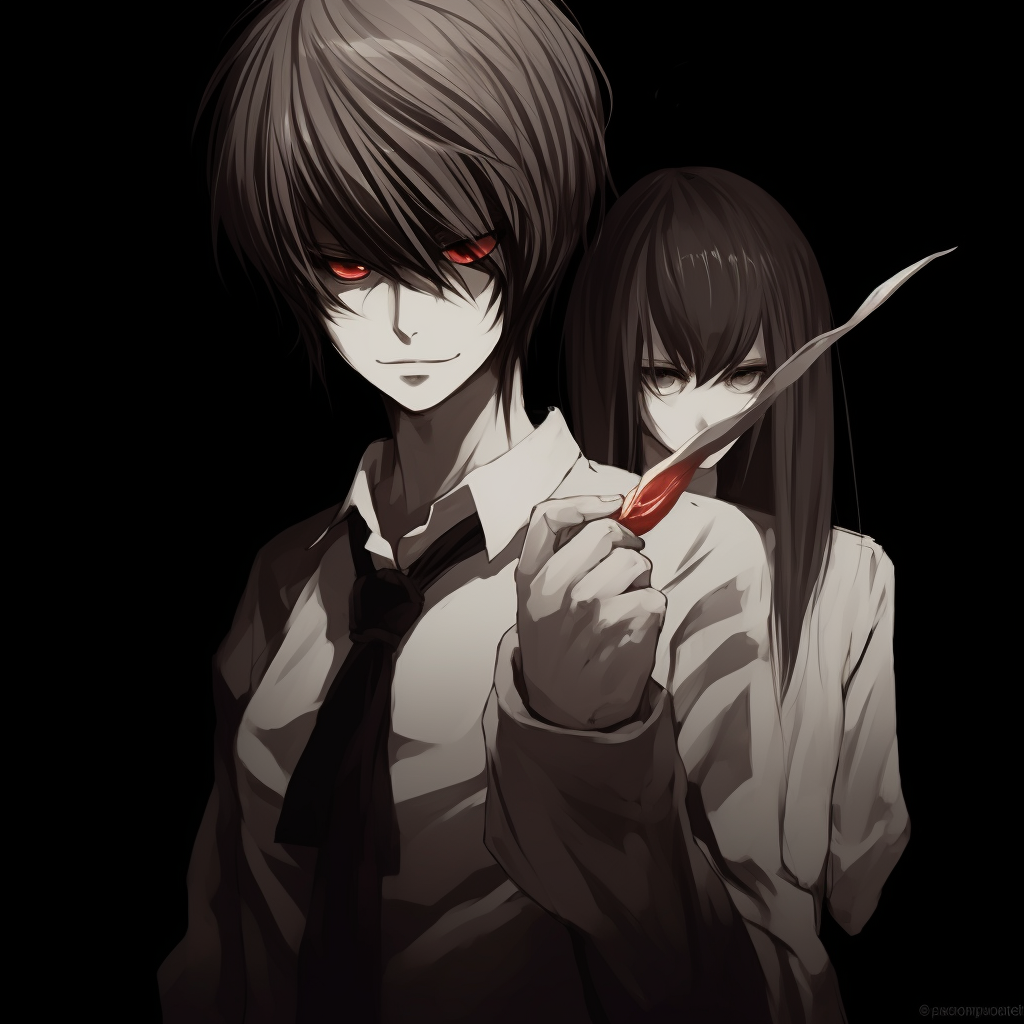 Silhouetted figure of Ryuk, spotlighting the intense and unorthodox design. edgy anime pfp ideas