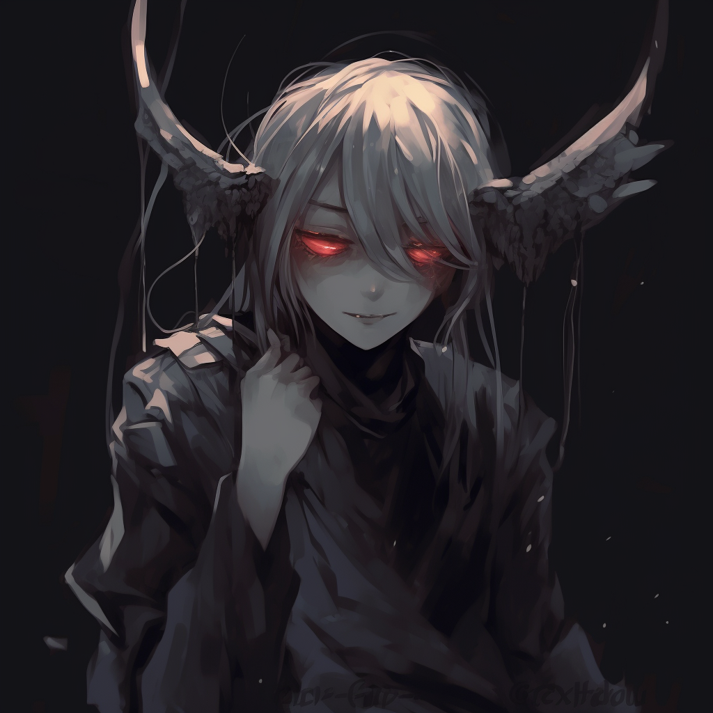 Anime girl in intricate demon armor, strong outlines and metallic colors. demonic anime pfp for girls pfp for discord.