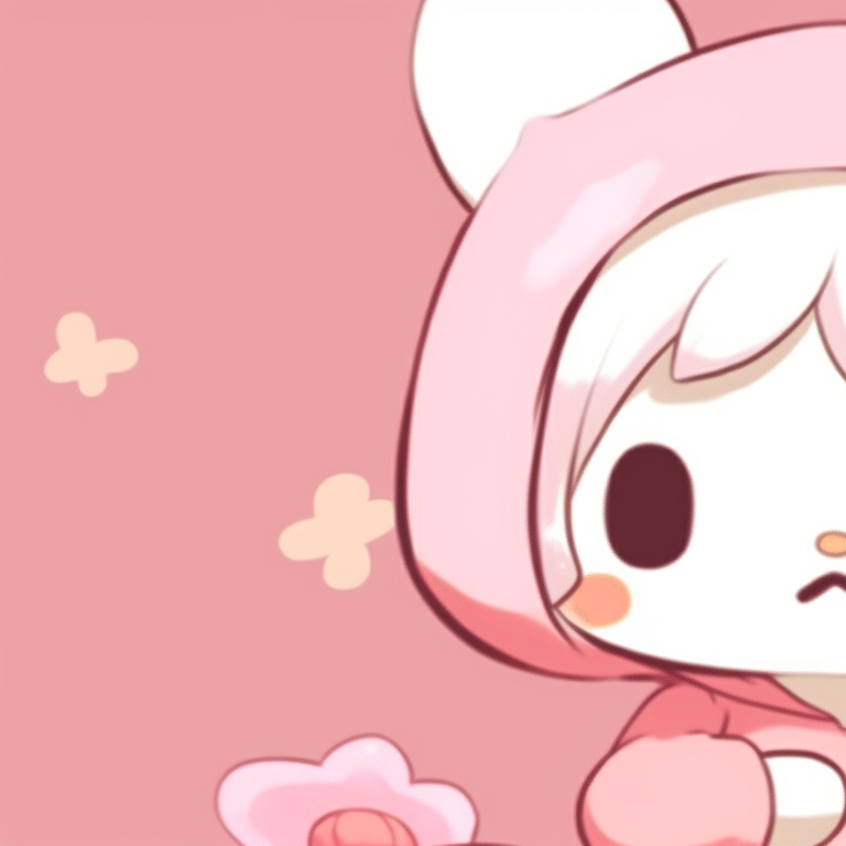 Close-up of two Sanrio characters, glossy eyes and soft color palettes. sanrio creative matching pfp pfp for discord.