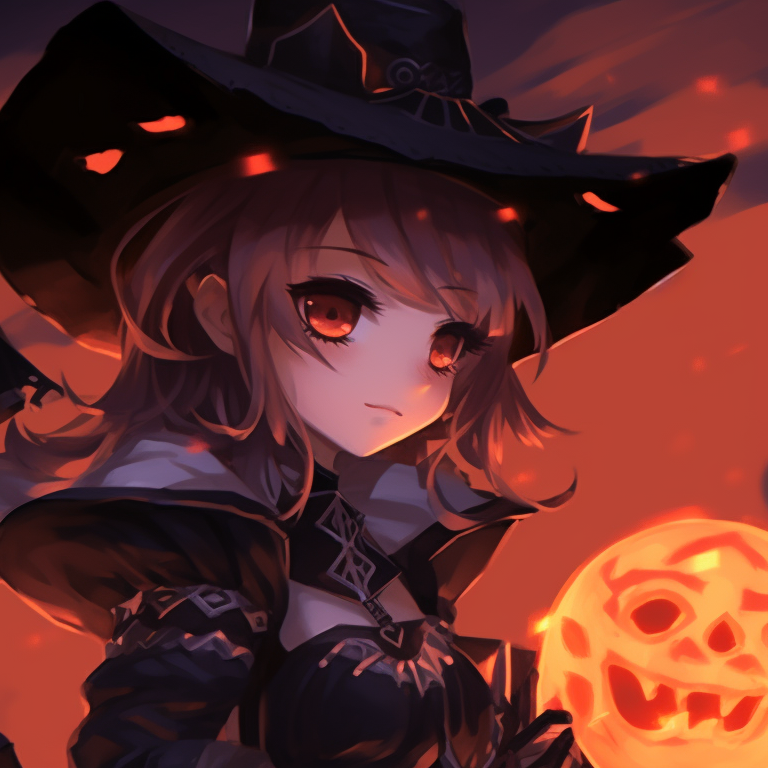 Two characters in battle stances wearing Halloween warrior costumes, detailed shading used on their weapons. genshin character halloween themed matching pfp pfp for discord.