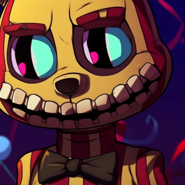 Puppet and Nightmarionne, detailed strings and stark contrasts, portraying a mysterious aura. find your perfect fnaf matching pfp pfp for discord.