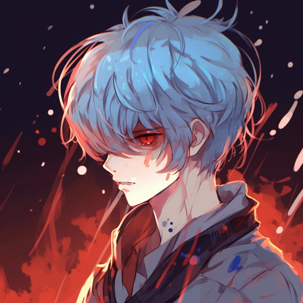 Detailed close-up showing Todoroki's heterochromic eyes, smooth shading and cool tones. anime boy pfp themes anime pfp