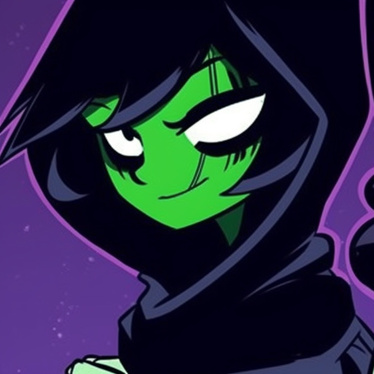 Two characters in a haunted house setting, defined lines, atmospheric shading. cartoon pfp beastboy and raven halloween pattern pfp for discord.