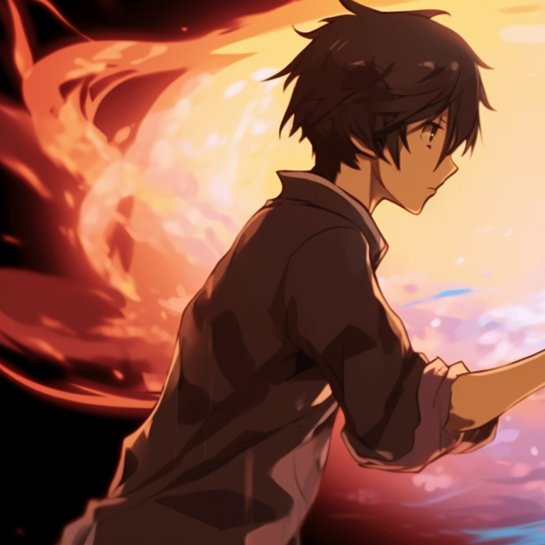 Two characters in combat stances, flowing lines and intense auras. inspirational matching gif pfp pfp for discord.