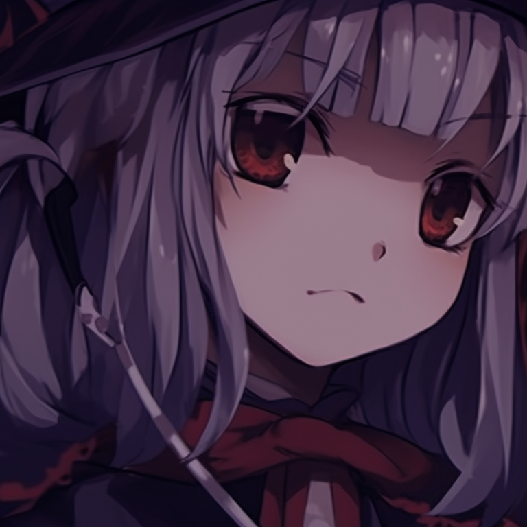 Two characters sporting scary masks, dark colors, and gothic style. cool halloween themed matching pfp girl pfp for discord.