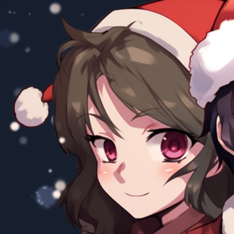 Hu Tao and a companion playfully engaging in a snowball fight, cool colors and light shading. top matching hu tao christmas pfp pfp for discord.