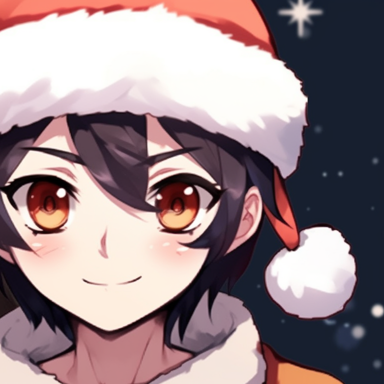 Hu Tao and a companion playfully engaging in a snowball fight, cool colors and light shading. top matching hu tao christmas pfp pfp for discord.