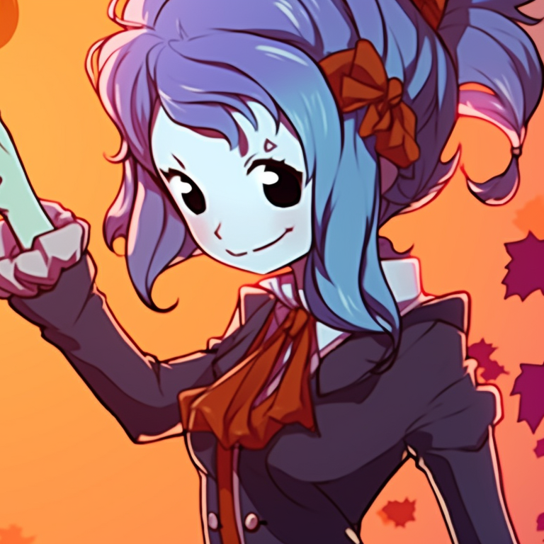 Two characters carving a jack-o'-lantern together, one is scooping out the inside while the other is designing the face, creating a cute and playful vibe. matching meme pfp from halloween films pfp for discord.