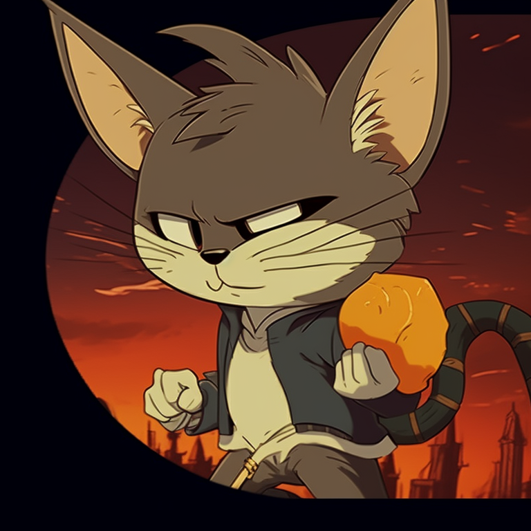 Tom and Jerry portrayed in classic anime style, with dark, gothic undertones, caught in a thrilling chase. tom and jerry matching pfp halloween theme inspiration pfp for discord.