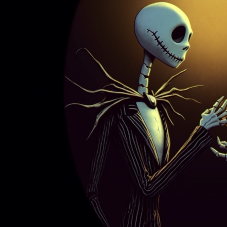 Jack and Sally in expressive poses, stylized rendition and dark contrasting colors. nightmare before christmas pfps jack and sally pfp for discord.