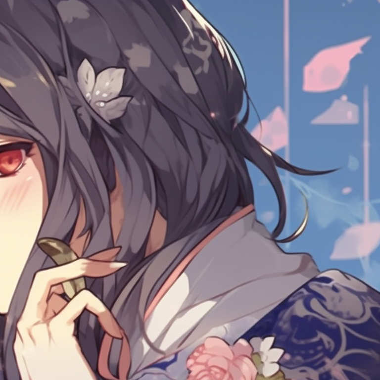 Two characters in subdued light of the setting sun, warm hues with fluid lines, seeming to share a quiet moment. trending anime pfp matching designs pfp for discord.