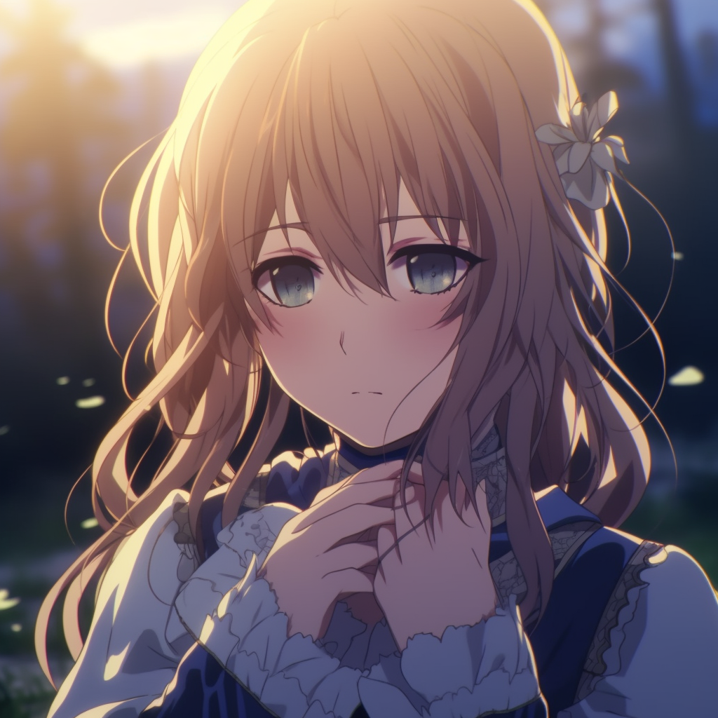 Violet Evergarden shedding tears, detailed lines and soft colors. crying anime pfp gifs pfp for discord.