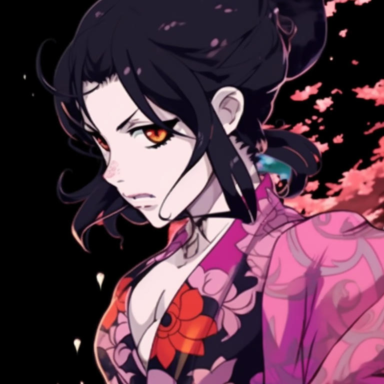 Two characters standing back-to-back under a sunset sky, warm colors and detailed outfits. charming demon slayer matching pfp set pfp for discord.