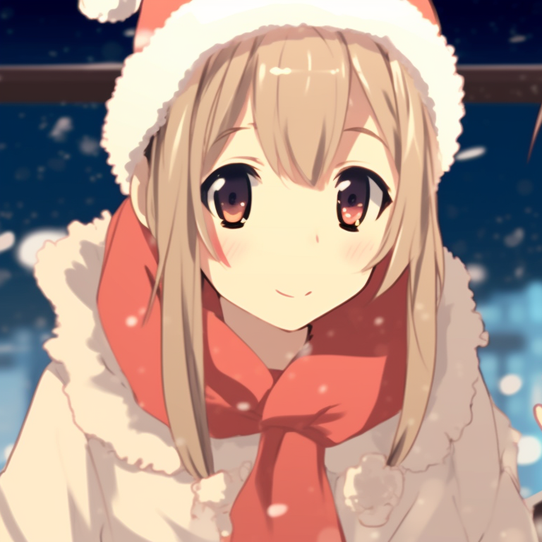 Two characters sharing a candle-lit moment, warm glow and serene expressions. trendy matching christmas pfp gif pfp for discord.