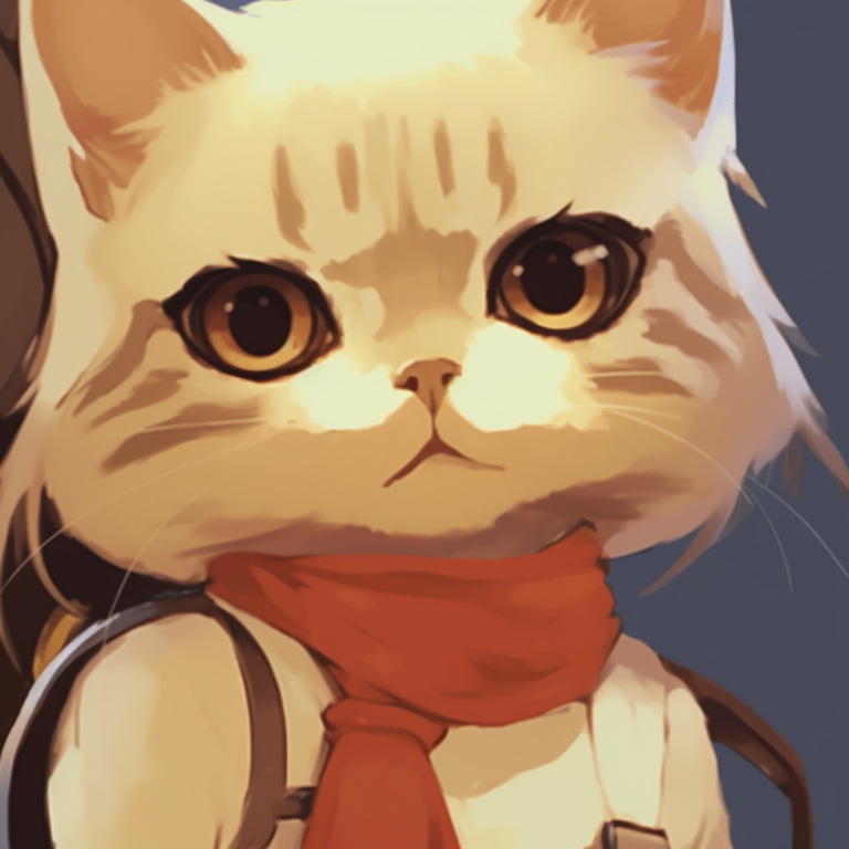 Two characters in matching cat-girl outfits, finely detailed embroidery and soft hues. girl-themed cat matching pfp pfp for discord.