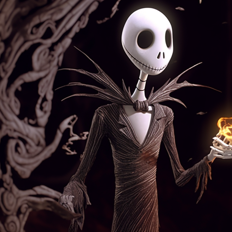 A pair of friendly ghouls, engaging in a friendly stare-down, bold lines and stark contrasts emphasize their playful dynamic. nightmare before christmas halloween theme matching pfp guide pfp for discord.