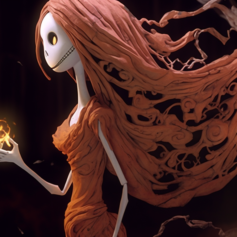 A pair of friendly ghouls, engaging in a friendly stare-down, bold lines and stark contrasts emphasize their playful dynamic. nightmare before christmas halloween theme matching pfp guide pfp for discord.