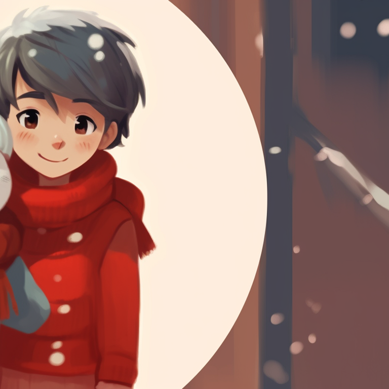 Two characters with hot beverages, muted colors and cozy vibe. essential matching christmas pfp for discord pfp for discord.