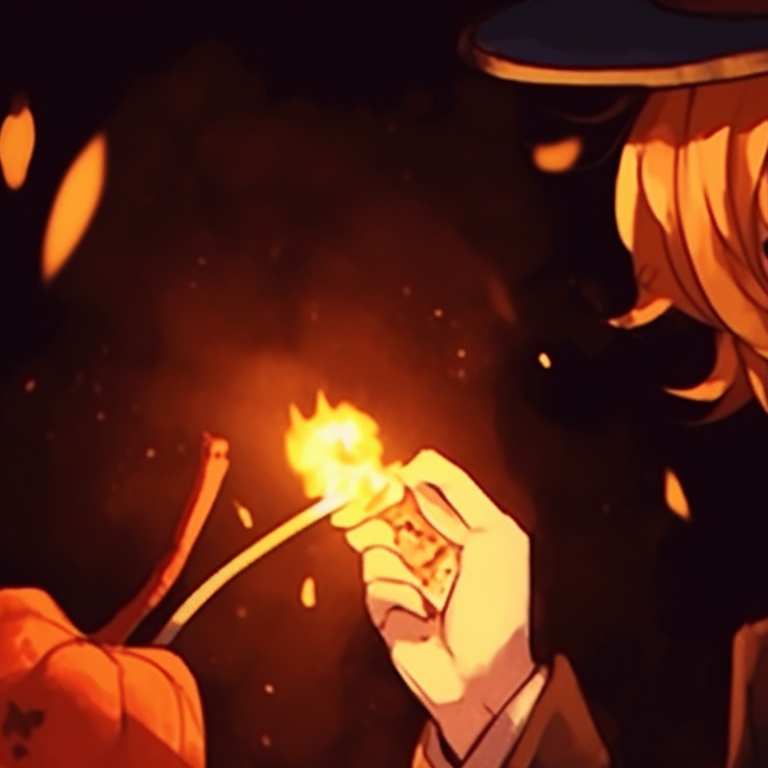 Dazai and Chuuya, bearing a ghoulish grin, in vivid halloween themed colors. dazai and chuuya anime art halloween pfp for discord.
