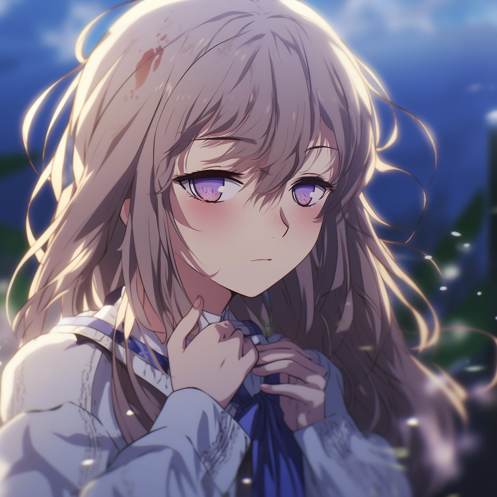 Close-up of Violet Evergarden crying, intricate detailing in the tears. crying anime pfp gifs pfp for discord.