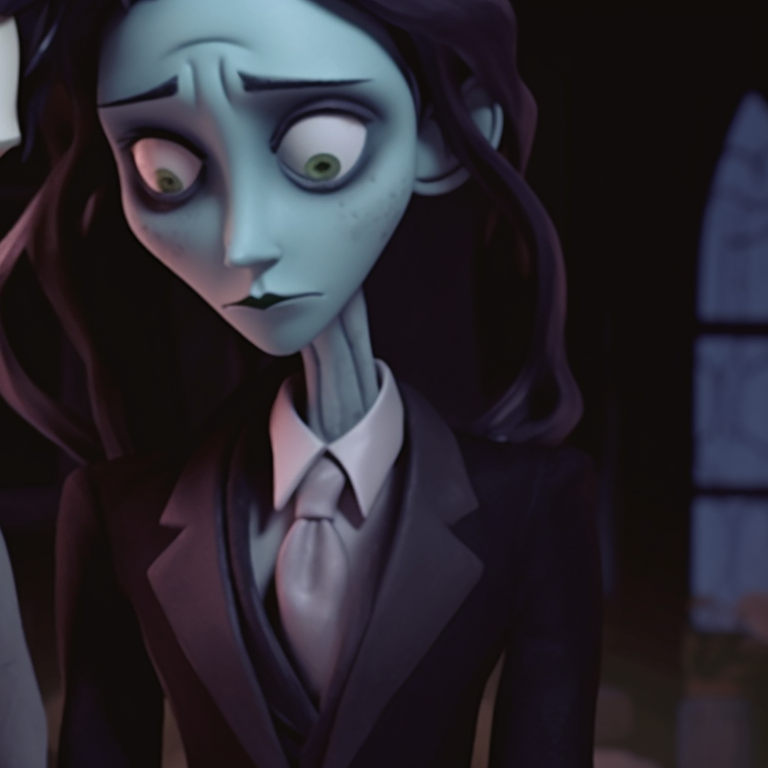 Close-up of Victor and Emily, emphasizing facial features and expressions. victor and emily corpse bride matching pfp pfp for discord.