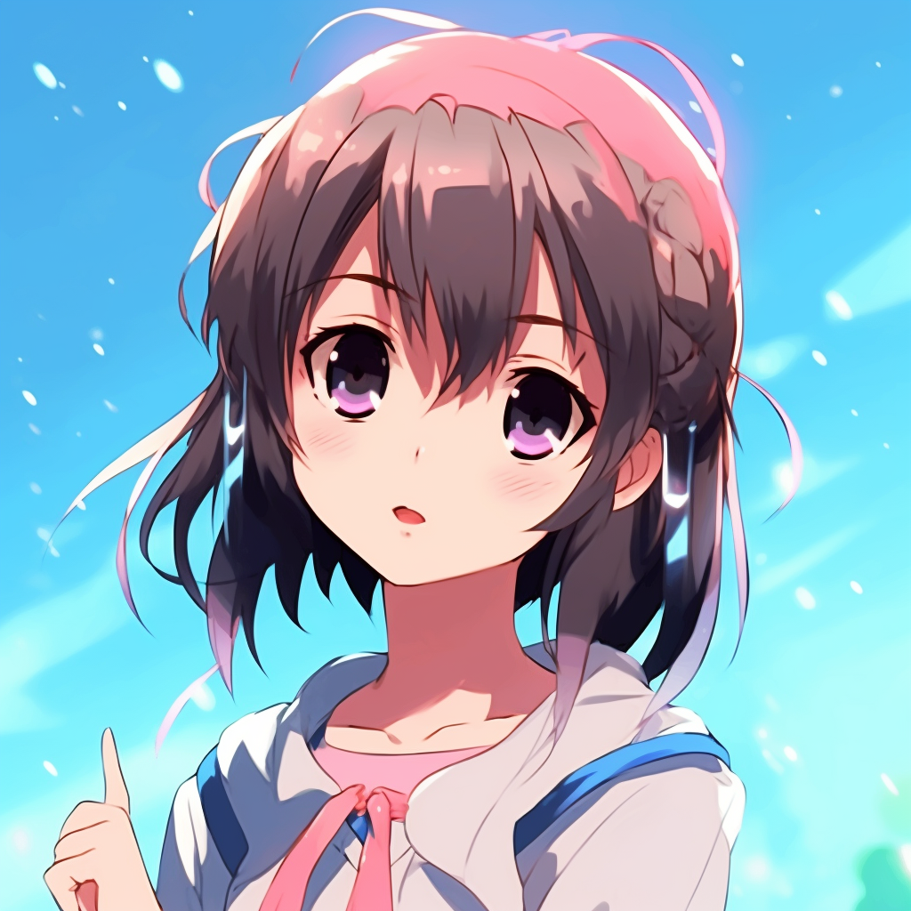 An overly sweet anime character with an exaggeratedly gleeful expression, surrounded by radiant pastel colors cute cringe anime pfp examples pfp for discord.