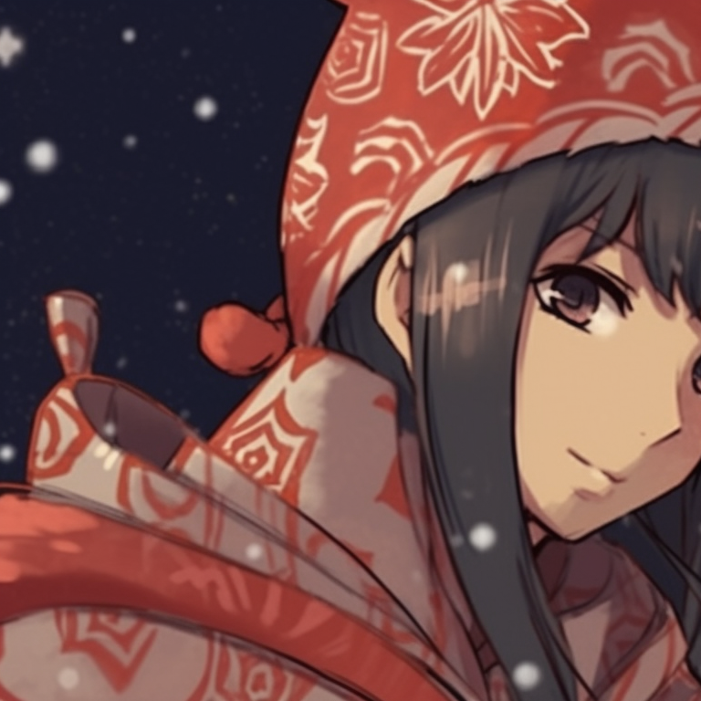 Kakashi and Gai in festive attire, soft hues and detailed shading. perfect naruto christmas match-up pfp pfp for discord.