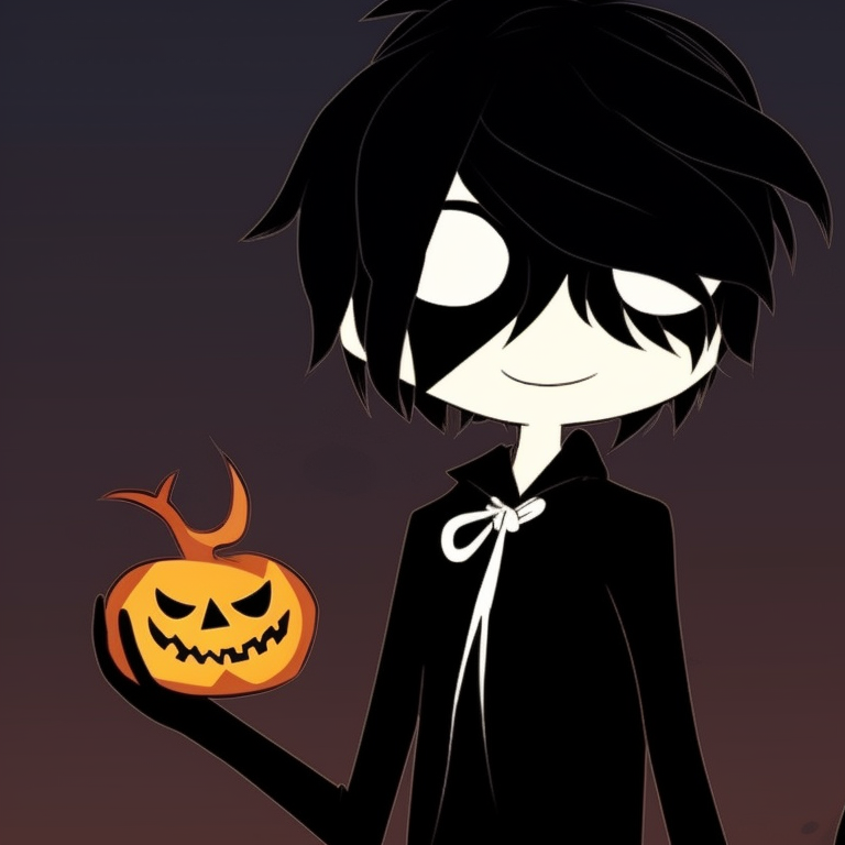 Close-up of two stickmen with pumpkin masks, filled with vibrant orange and dark background for emphasis. halloween themed stickman pfp pfp for discord.