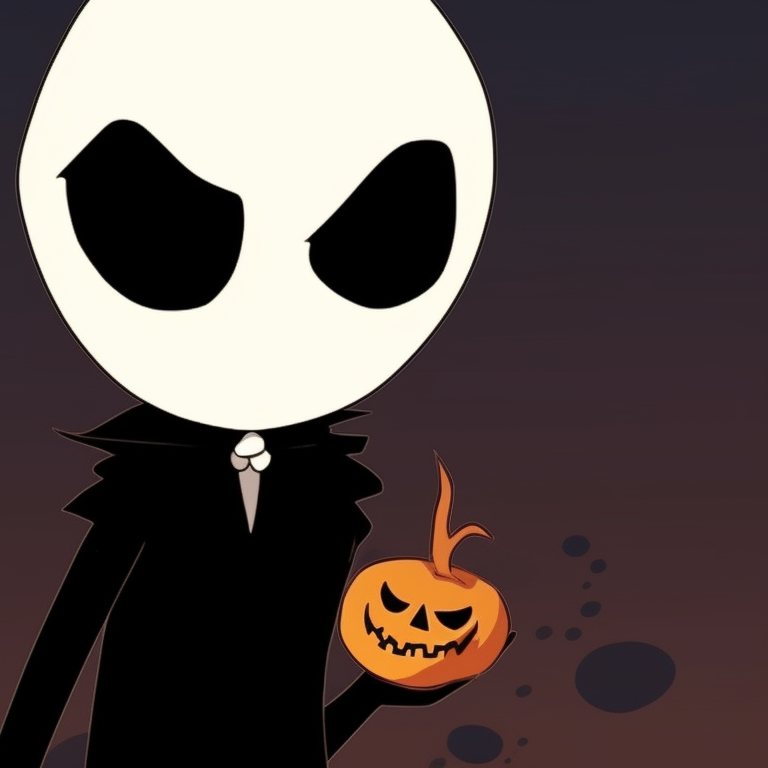 Close-up of two stickmen with pumpkin masks, filled with vibrant orange and dark background for emphasis. halloween themed stickman pfp pfp for discord.