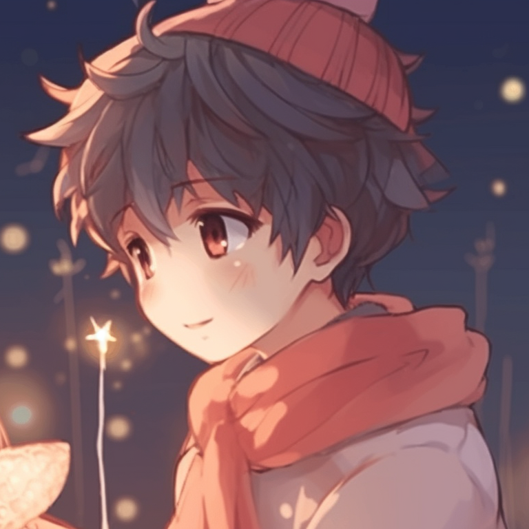 Two characters with jingle bells, detailed art style, cheerful expressions. matching cute christmas pfp aesthetic ideas pfp for discord.