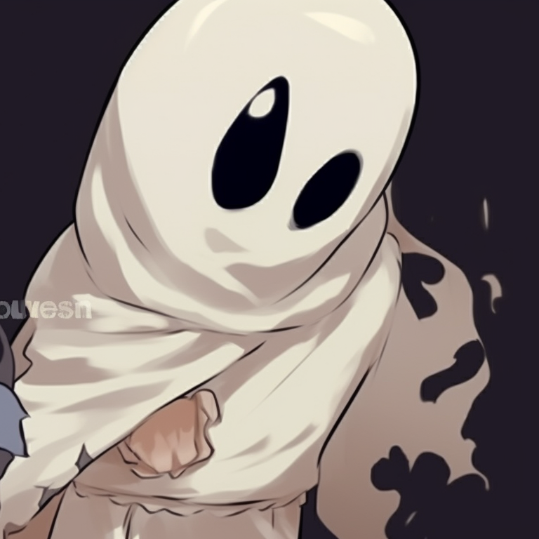 Two characters in ghost costumes, earth tones and sketch-like style. classic halloween matching pfp pfp for discord.