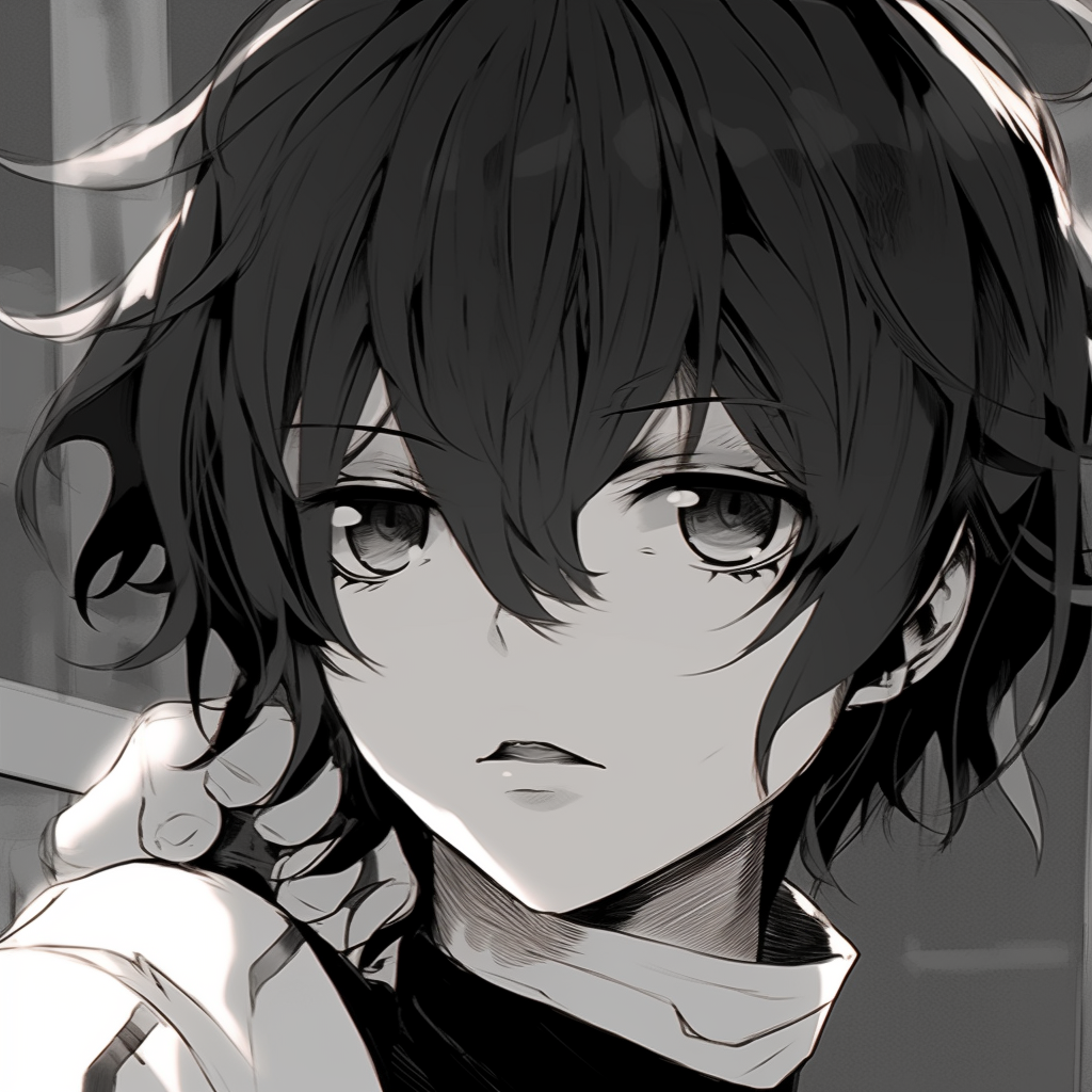 Close-up of a sketched character profile in black and white, showcasing the multiple layers of shading and depth. top rated anime black pfp pfp for discord.