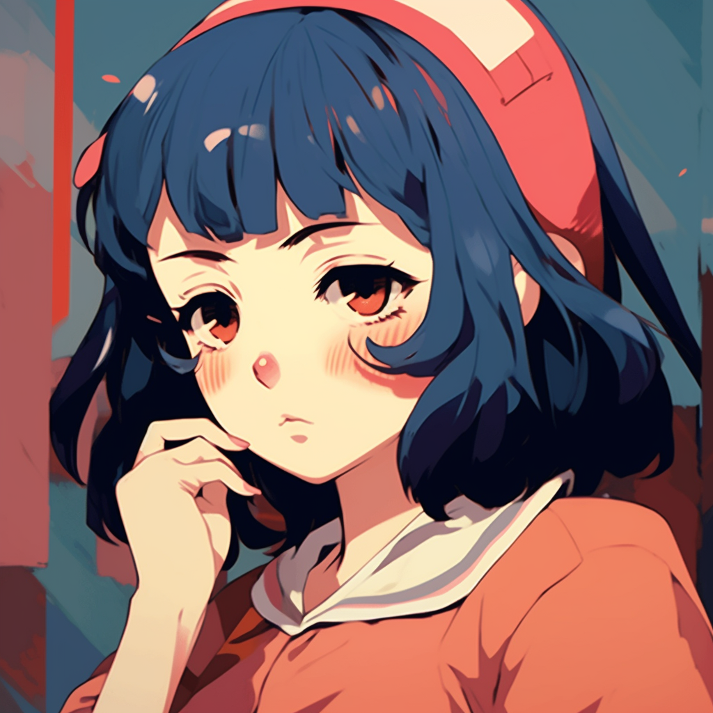 Anime girl calmly standing amidst cherry blossoms, soft colors and delicate details. anime girl pfp gif collection