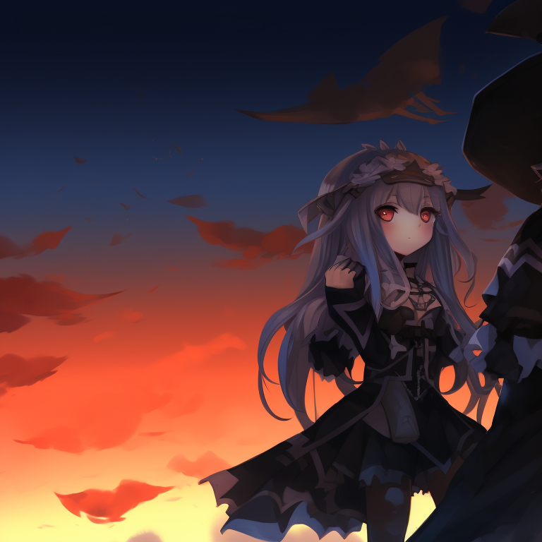 Two characters in witch-themed outfits, surrounded by glowing mystical elements and ghostly figures, against a backdrop of a whimsical haunted mansion. genshin impact halloween theme cosplay pfp for discord.