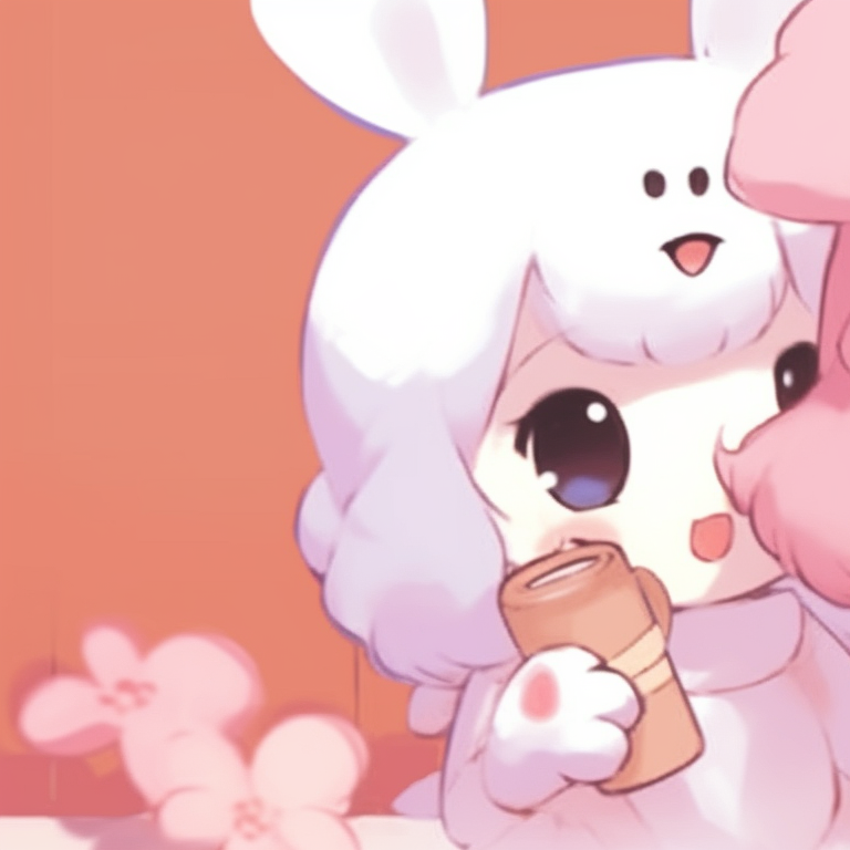 Two Sanrio characters, similar design and outfits, cheerful expressions and bright tones. beautiful matching sanrio pfp pfp for discord.