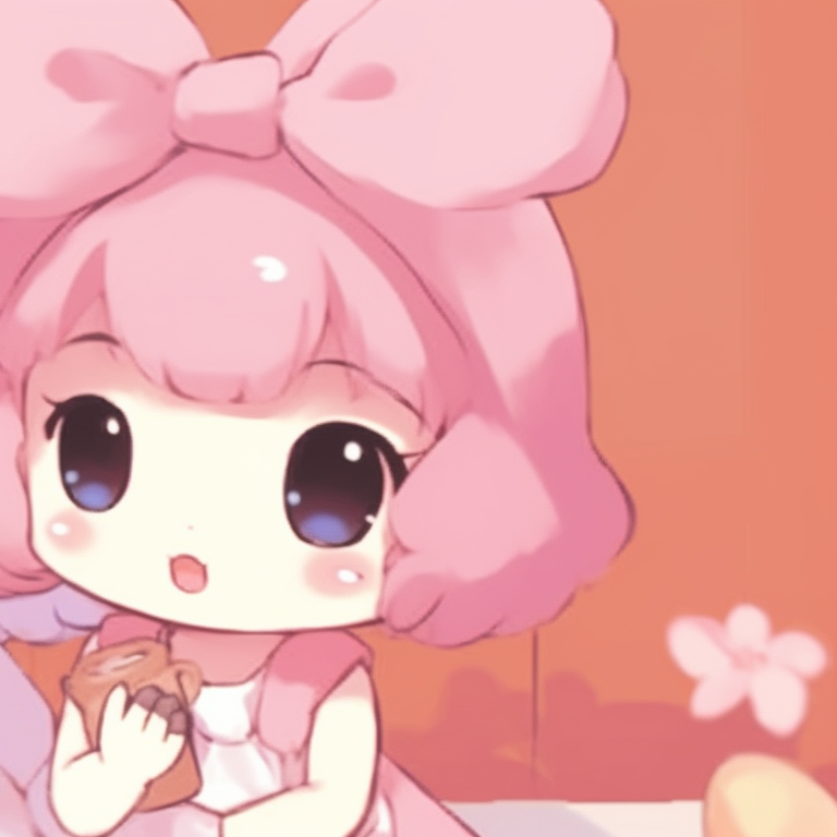 Two Sanrio characters, similar design and outfits, cheerful expressions and bright tones. beautiful matching sanrio pfp pfp for discord.