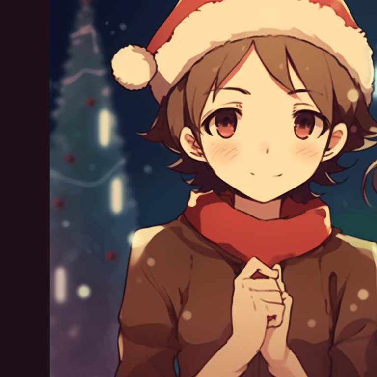Embrace in the falling snow, high contrast lighting and increased saturation. best matching christmas pfp gif pfp for discord.