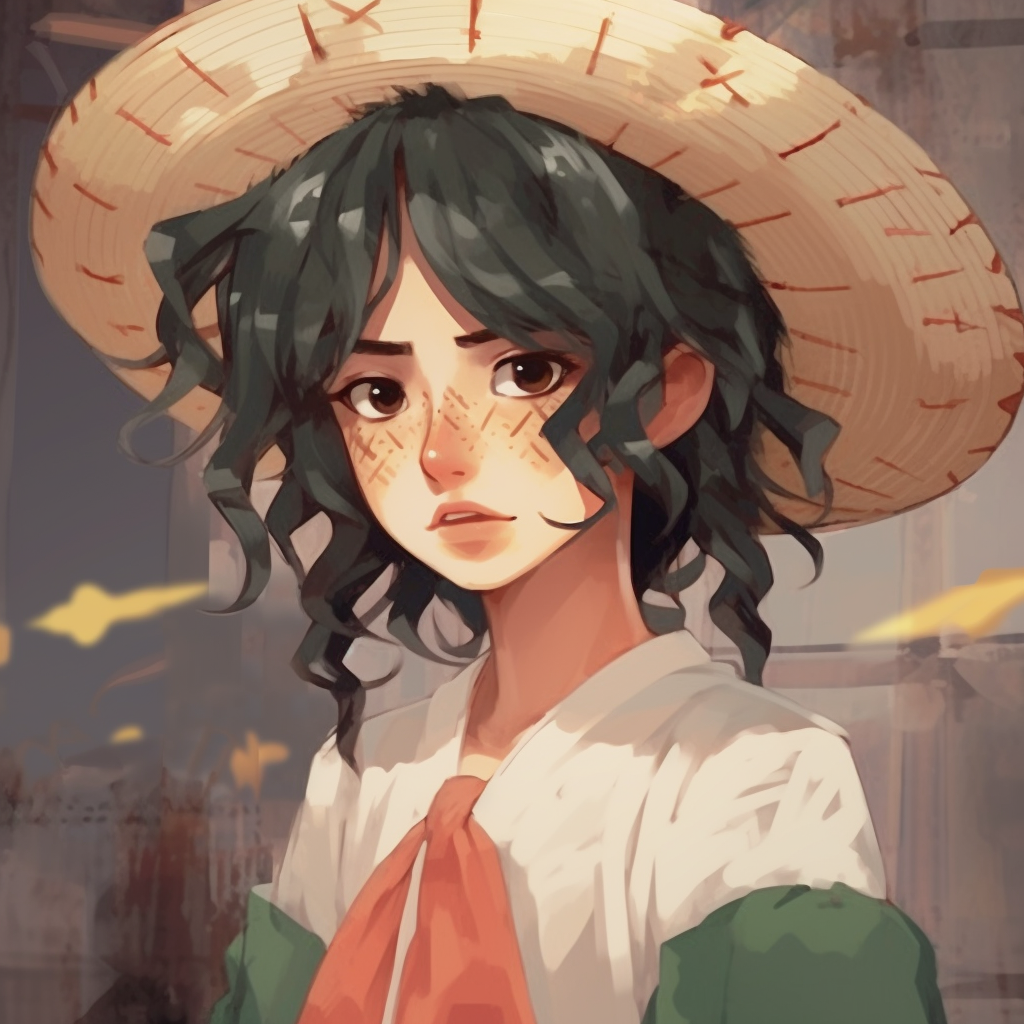 An anime girl dressed in a traditional Mexican outfit, with intricate pattern work and detailed texture. fantastic mexican anime pfp selections pfp for discord.