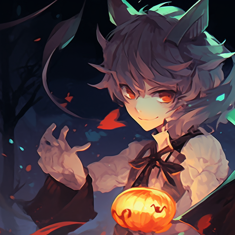 Two characters in ghostly apparels, immersed against a backdrop of a haunted forest, with the use of gradated blues and greens creating an eerie atmosphere. genshin impact halloween theme cosplay pfp for discord.