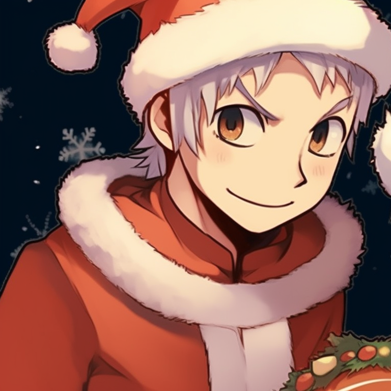 Two characters in Santa outfits, gingerbread colors and sketchy line art. top-tier naruto christmas matching profile pics pfp for discord.