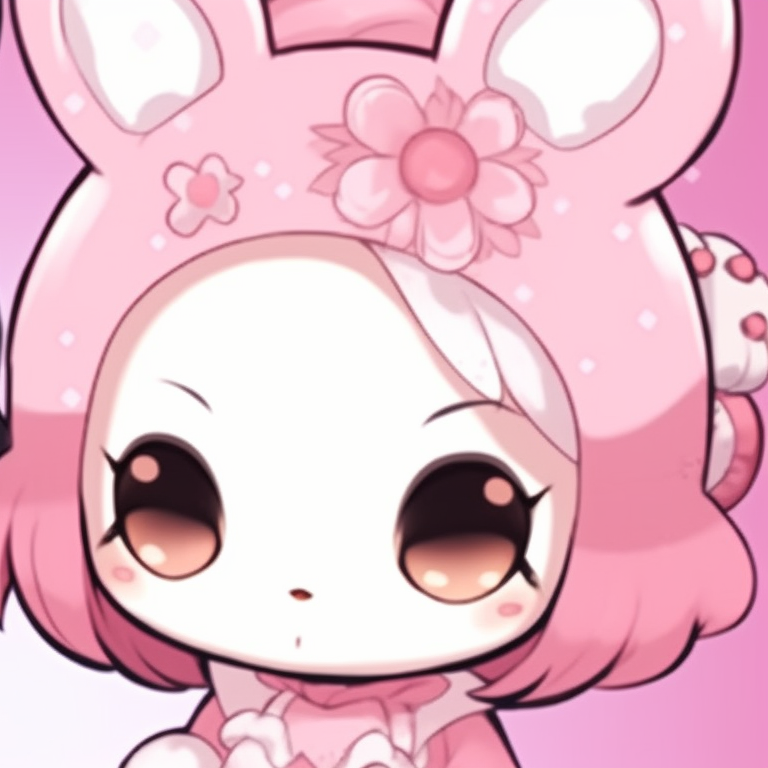 Two characters in chef outfits, detailed accessories and bright background. kawaii my melody and kuromi matching pfp for friends pfp for discord.