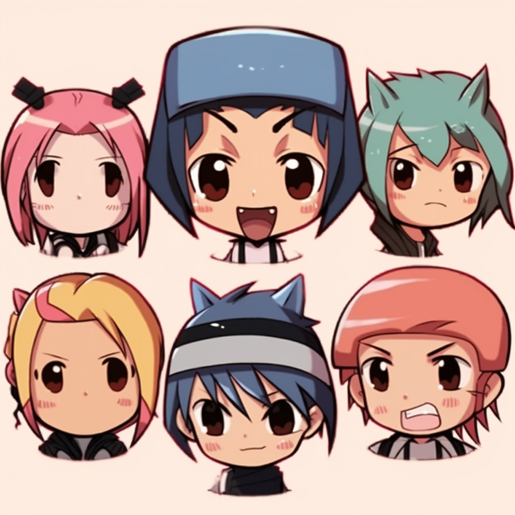 Anime characters in comical poses, with dynamic composition and exaggerated forms. funny animated anime pfps