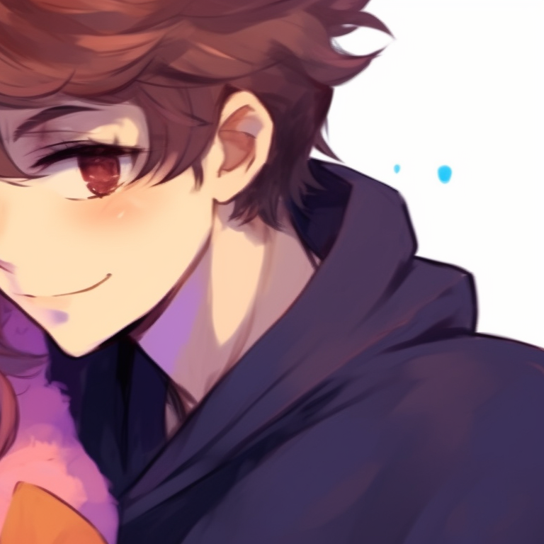 Two characters enjoying a peaceful moment, one leaning on the other, soft colors and gentle shading. cuddly matching pfp for bf and gf pfp for discord.